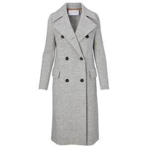 Harris Wharf London Trench Coat Womens 40 Gray Wool Double Breasted Autumn Italy